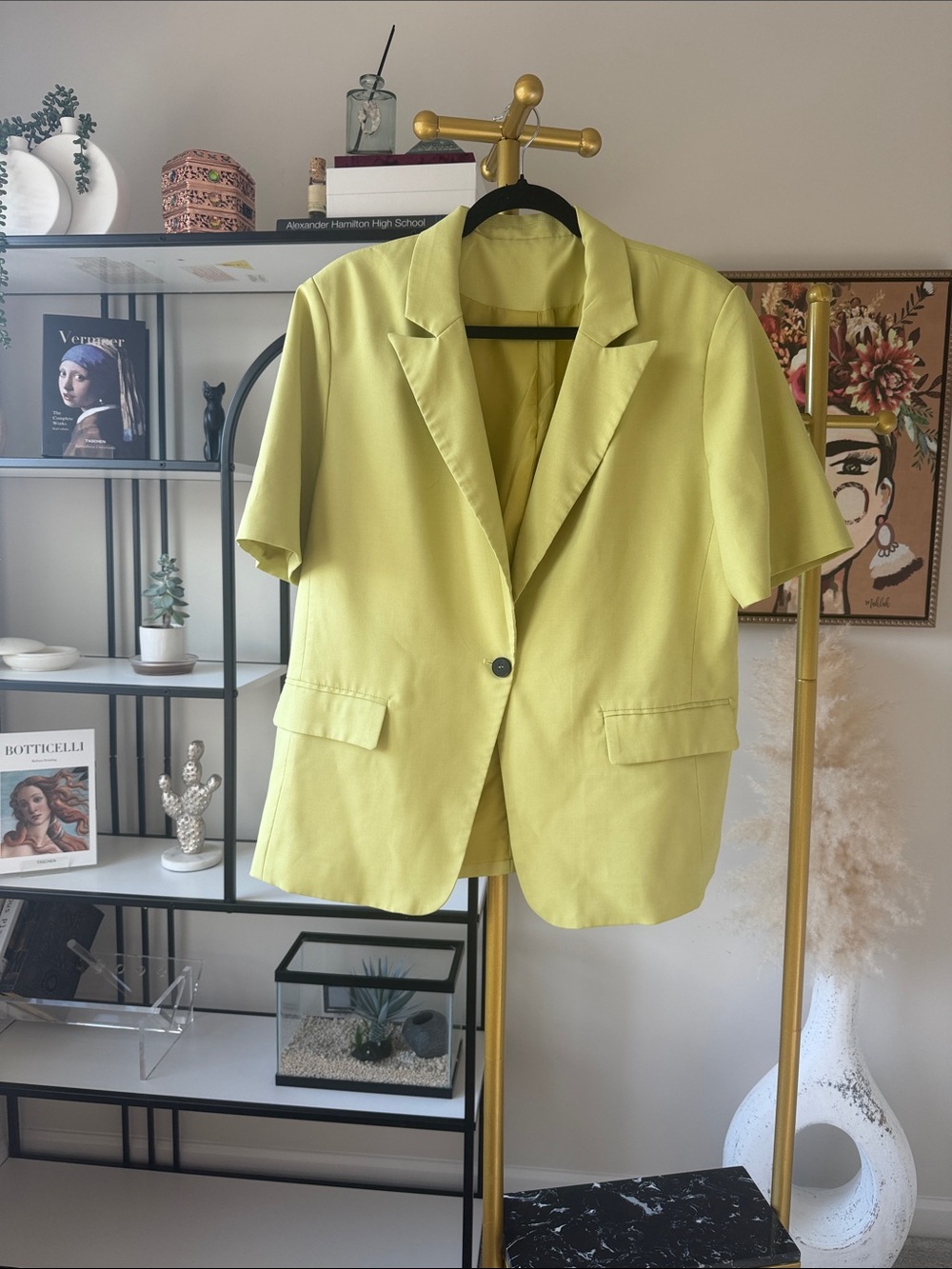 Lime Short-Sleeve Blazer Jacket